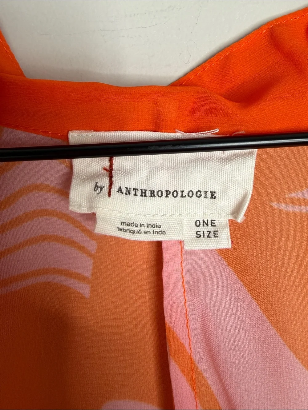 Anthropologie Tie Front Crop Blouse One Size Pink Orange Resort Beach Cover Up